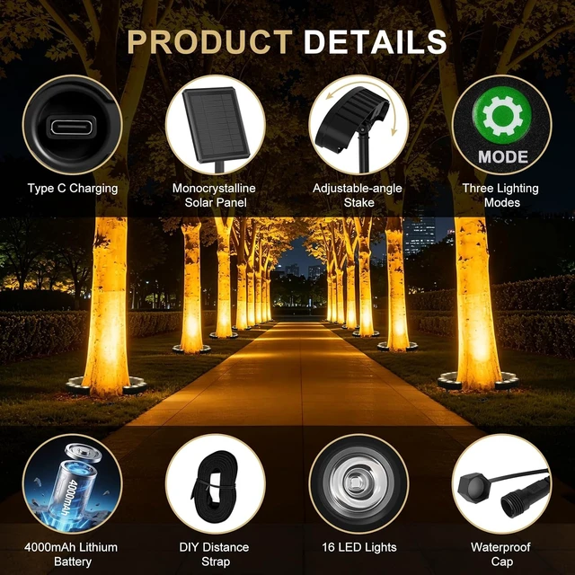 Alt view image 3 of 7 - Upgraded RGBW Solar Tree Lights Outdoor Color Changing Spotlight