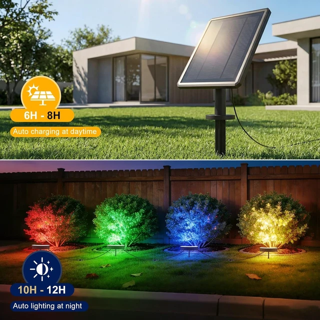 Alt view image 4 of 7 - Upgraded RGBW Solar Tree Lights Outdoor Color Changing Spotlight