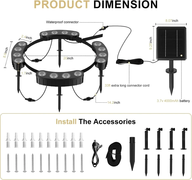 Alt view image 5 of 7 - Upgraded RGBW Solar Tree Lights Outdoor Color Changing Spotlight