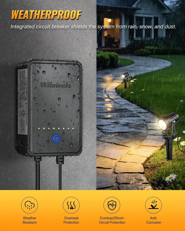 Alt view image 3 of 7 - All-in-One LED Low Voltage Landscape Lighting Kit 12-Pack Waterproof 3000K Spotlights with Transformer, 100FT Wire & Connectors, W02LK06