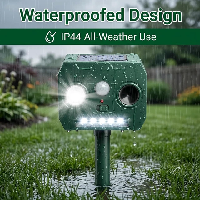 Alt view image 2 of 7 - Solar Cat Repellent Outdoor Motion Activated Humane Deer, Dog, Racoon & Squirrel Deterrent, Waterproof for Garden Yard Farm (Lime Green)