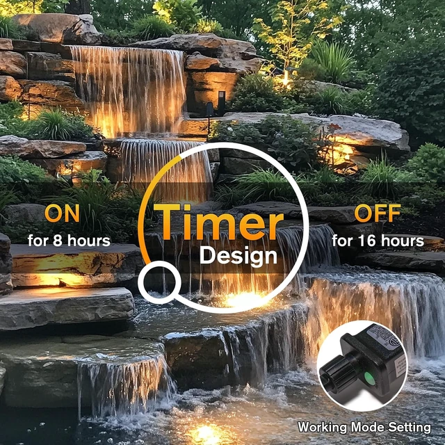 Alt view image 4 of 7 - 4-in-1 Warm White Underwater Pond Lights IP68 Waterproof LED Landscape Spotlights for Pond, Garden, Patio, Fountain, Pool, Waterfall (4 Head Lamps)