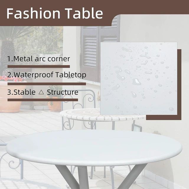 Alt view image 5 of 6 - 3-Piece Patio Bistro Set Outdoor Textilene Conversation Chairs with Table for Lawn, Garden, Balcony (White)