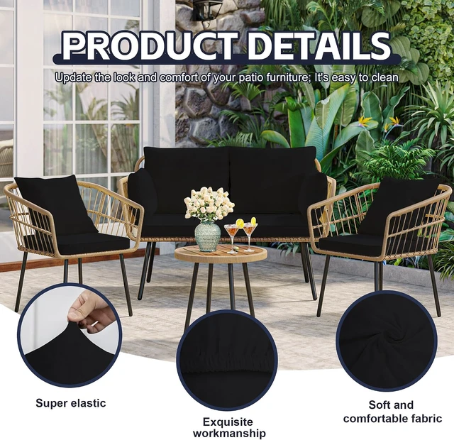 Alt view image 3 of 7 - 14 Pcs Washable Outdoor Stretch Patio Cushion Covers