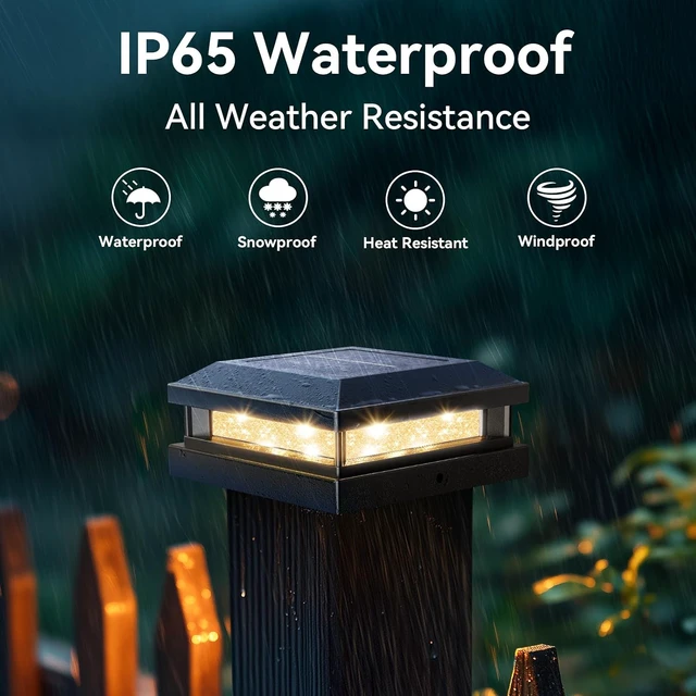 Alt view image 5 of 7 - 12-Pack Black Solar Post Cap Lights Outdoor for 4x4 5x5 Posts