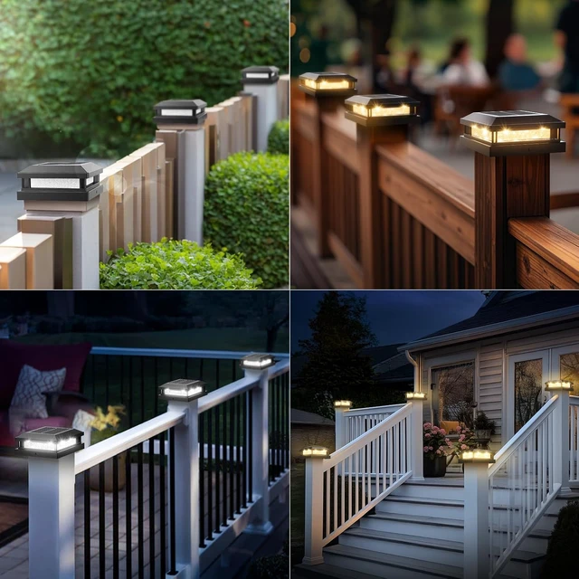 Alt view image 7 of 7 - 12-Pack Black Solar Post Cap Lights Outdoor for 4x4 5x5 Posts