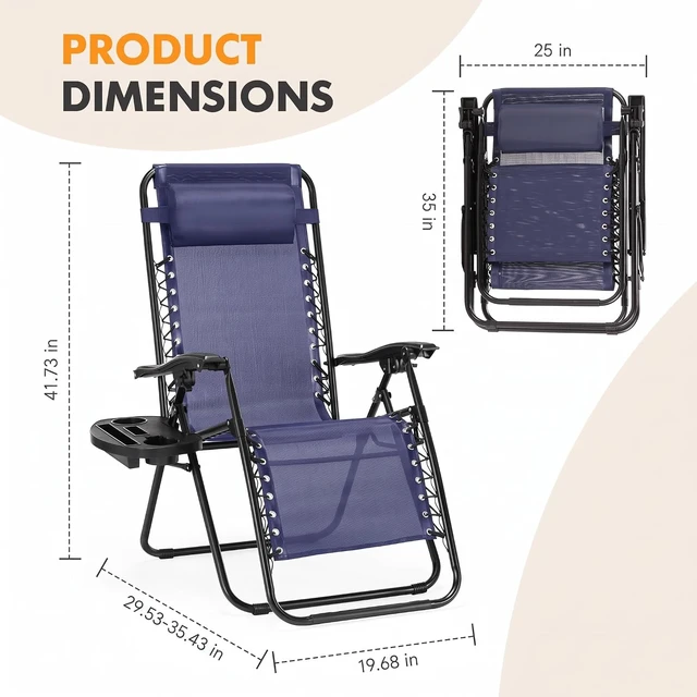 Alt view image 3 of 7 - Set of 2 Zero Gravity Folding Lounge Recliner Chairs