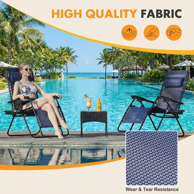 Alt view image 5 of 7 - Set of 2 Zero Gravity Folding Lounge Recliner Chairs