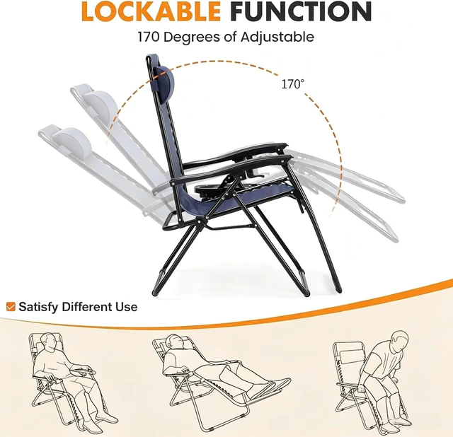 Alt view image 6 of 7 - Set of 2 Zero Gravity Folding Lounge Recliner Chairs