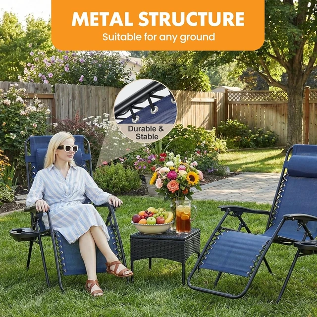 Alt view image 7 of 7 - Set of 2 Zero Gravity Folding Lounge Recliner Chairs