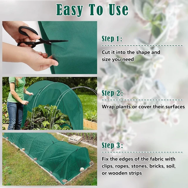 Alt view image 6 of 7 - 10X50 Ft Plant Cover Freeze Protection 1.9oz/Yd² Thick Frost Cloth Blanket