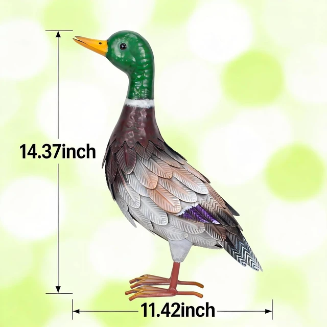 Alt view image 2 of 7 - Handmade Iron Metal Duck Garden Statue Life-Size Mallard Indoor Outdoor Decor