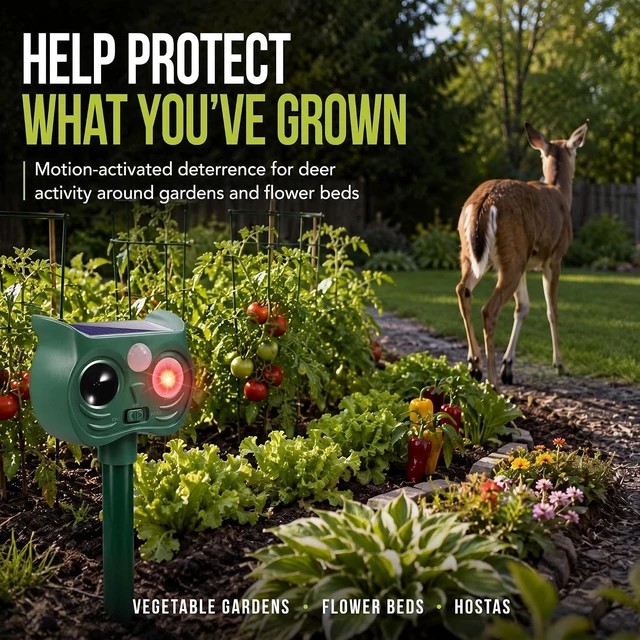 Alt view image 2 of 7 - 4 Pack Outdoor Solar Deer & Raccoon Repellent for Garden & Vegetable Beds
