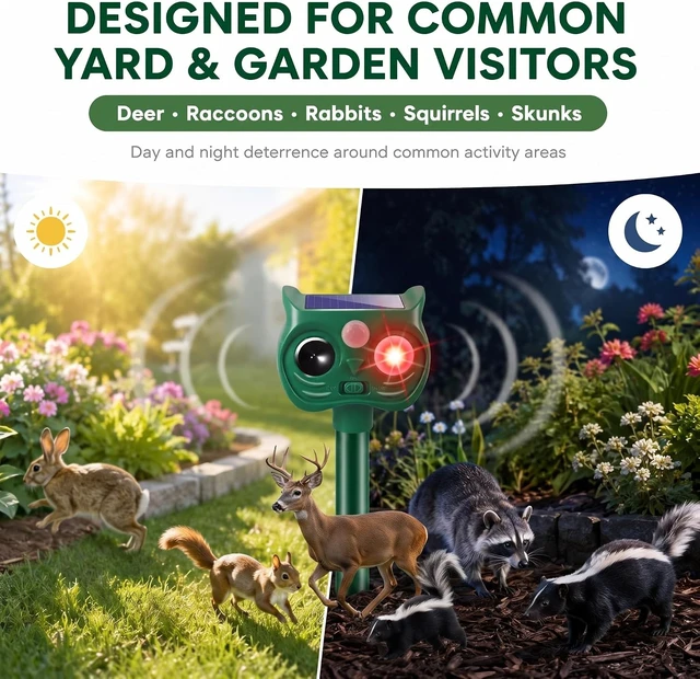 Alt view image 4 of 7 - 4 Pack Outdoor Solar Deer & Raccoon Repellent for Garden & Vegetable Beds