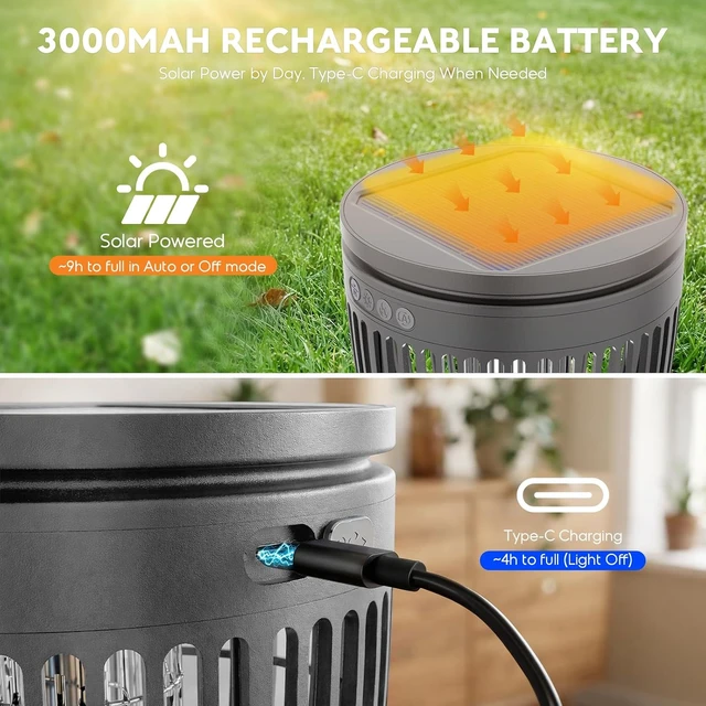 Alt view image 6 of 7 - Outdoor Solar Bug Zapper Mosquito Zapper with Flame Light & RGB Projector