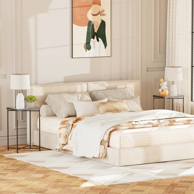 Alt view image 6 of 7 - Set of 2 Black Small Side Tables with Glass Top & Metal Frame Mini End Table for Living Room, Bedroom, Patio, Small Space