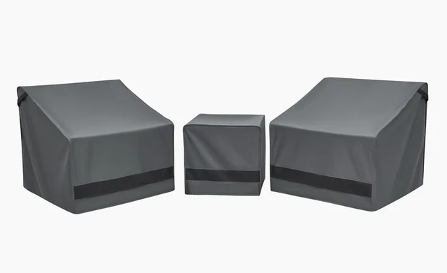 Main image of 3-Piece Waterproof Patio Furniture Cover Set 600D Heavy Duty Grey Lawn Furniture Covers