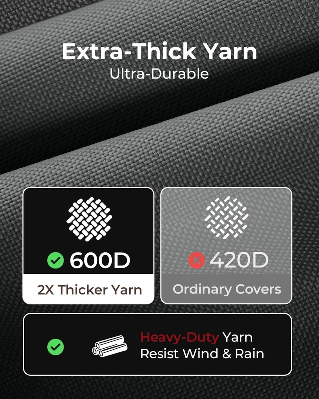 Alt view image 4 of 7 - 3-Piece Waterproof Patio Furniture Cover Set 600D Heavy Duty Grey Lawn Furniture Covers