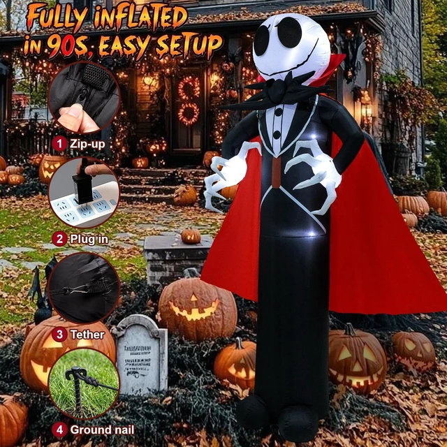 Alt view image 6 of 7 - 12FT Halloween Skeleton Inflatable Blow Up for Halloween Party