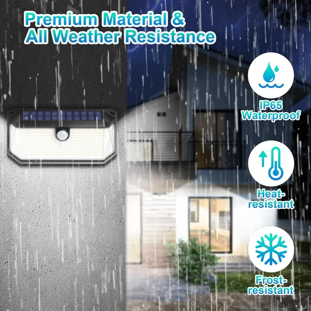 Alt view image 5 of 7 - 4-Pack Super Bright 388 LED Solar Security Lights Outdoor Motion Sensor, Reflector & 3 Modes, Waterproof Wall Lights for Patio, Deck, Fence, Garage