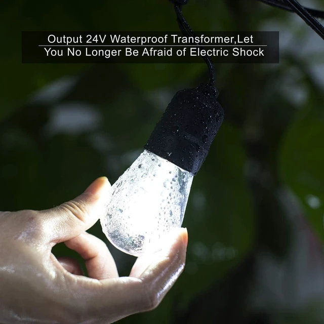 Alt view image 3 of 6 - 60ft Cool White LED Outdoor String Lights Waterproof Festoon with 20 Hanging Sockets & Shatterproof Bulbs for Backyard, Garden, Patio, Pergola, Gazebo, Bistro, Party