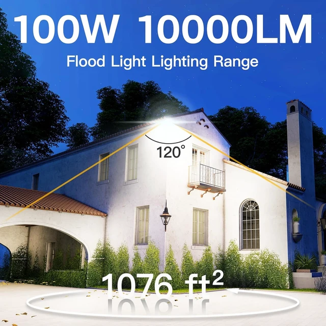Alt view image 2 of 7 - 2 Pack 100W LED Flood Lights Outdoor 10000LM Outside Work Light