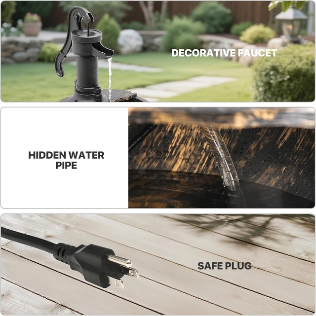 Alt view image 3 of 7 - 27" Tall Bronze Outdoor Water Fountain, 11 L Capacity