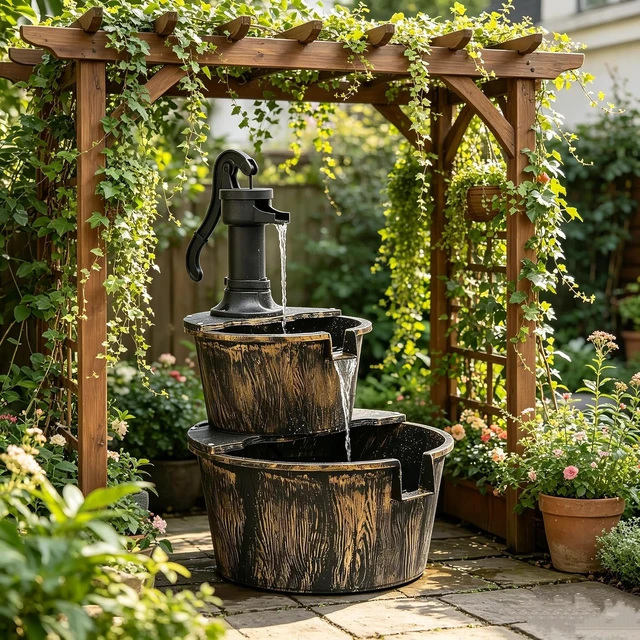 Alt view image 6 of 7 - 27" Tall Bronze Outdoor Water Fountain, 11 L Capacity