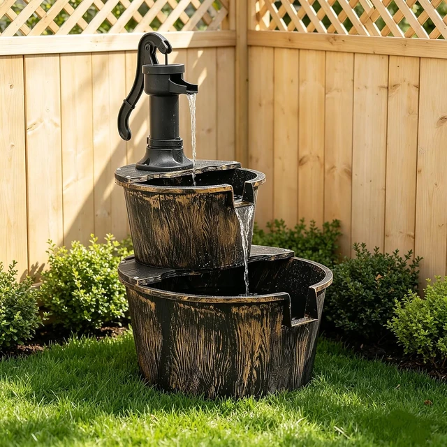 Alt view image 7 of 7 - 27" Tall Bronze Outdoor Water Fountain, 11 L Capacity
