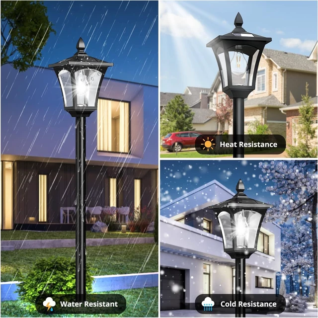 Alt view image 5 of 7 - 64 Inch Solar Lamp Post Light with Planter, Cool White Pole Light