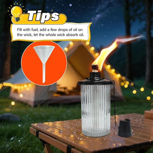 Alt view image 4 of 7 - 6 Pack 16 Oz Glass Citronella Torches for Outside Garden