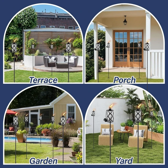 Alt view image 6 of 7 - 6 Pack 16 Oz Glass Citronella Torches for Outside Garden