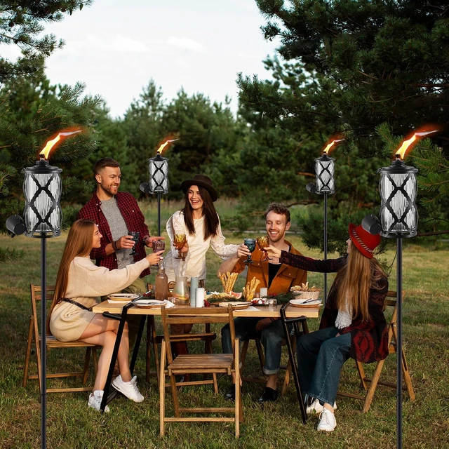 Alt view image 7 of 7 - 6 Pack 16 Oz Glass Citronella Torches for Outside Garden