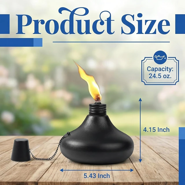 Alt view image 2 of 7 - Upgraded Tabletop Torch Set of 6 24.5 oz Refillable Metal Citronella Lanterns for Patio, Yard, Deck, Garden, Party