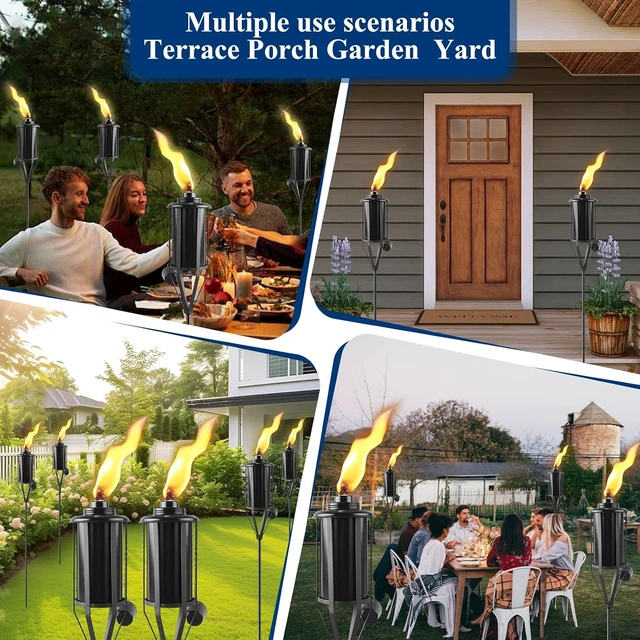 Alt view image 4 of 7 - 6 Pack 16oz Outdoor Metal Torches for Outside Garden Décor