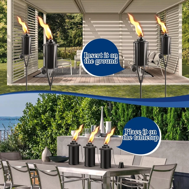 Alt view image 5 of 7 - 6 Pack 16oz Outdoor Metal Torches for Outside Garden Décor