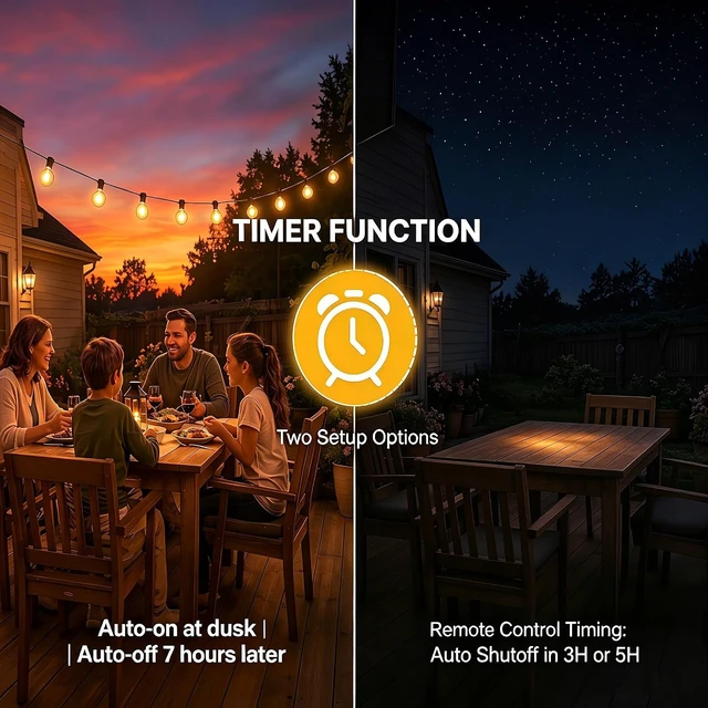 Alt view image 7 of 7 - 100FT Waterproof Solar String Lights Outdoor G40 Shatterproof Patio Bulbs with Remote, Dimmable Timer & 3 Modes for Porch, Yard, Backyard, Garden, Camping