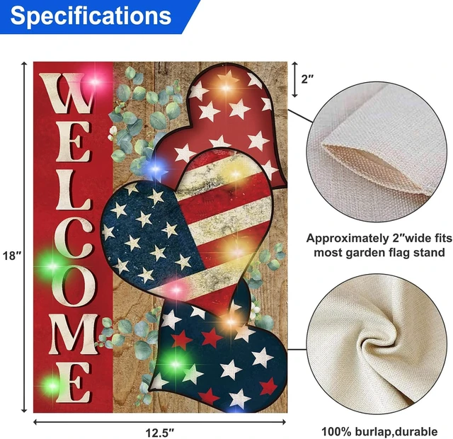 Alt view image 3 of 7 - Set of 12 Lighted Seasonal Garden Flags, 12 x 18 Inch Double Sided