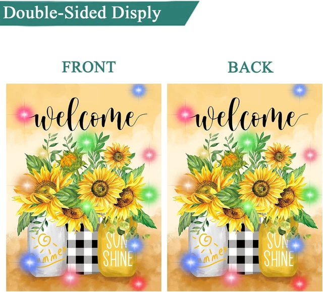 Alt view image 4 of 7 - Set of 12 Lighted Seasonal Garden Flags, 12 x 18 Inch Double Sided