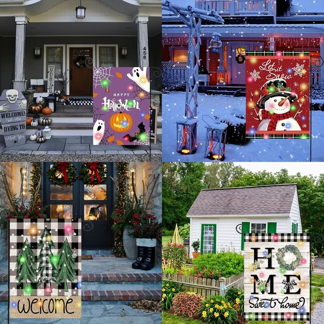 Alt view image 7 of 7 - Set of 12 Lighted Seasonal Garden Flags, 12 x 18 Inch Double Sided