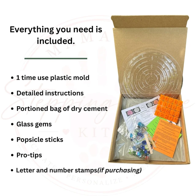 Alt view image 2 of 7 - Large DIY Stepping Stone Kit Handprint & Footprint, 12 Inch + Stamp Set, Mother's Day Gift