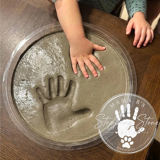 Alt view image 3 of 7 - Large DIY Stepping Stone Kit Handprint & Footprint, 12 Inch + Stamp Set, Mother's Day Gift