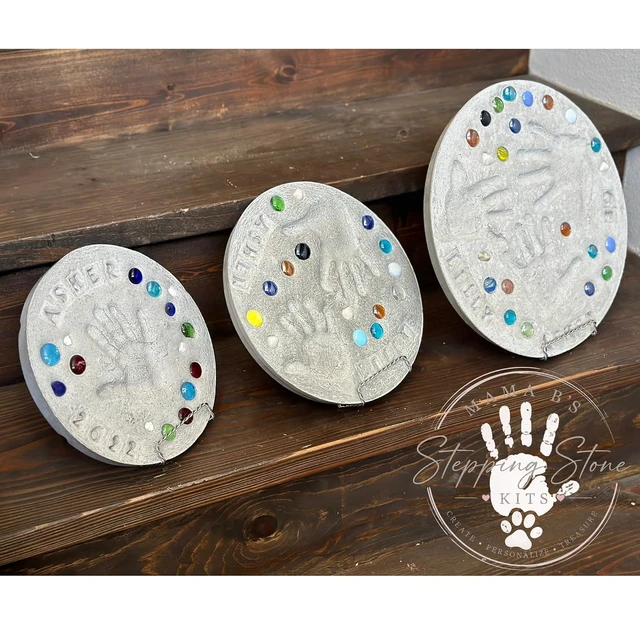 Alt view image 6 of 7 - Large DIY Stepping Stone Kit Handprint & Footprint, 12 Inch + Stamp Set, Mother's Day Gift