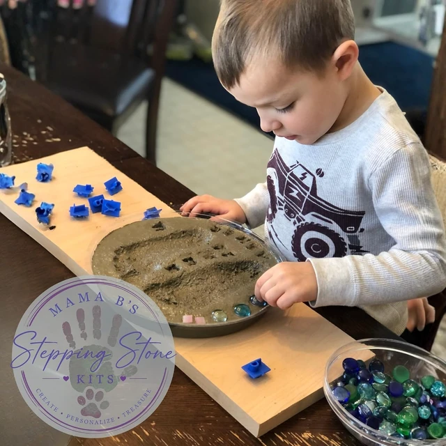 Alt view image 7 of 7 - Large DIY Stepping Stone Kit Handprint & Footprint, 12 Inch + Stamp Set, Mother's Day Gift