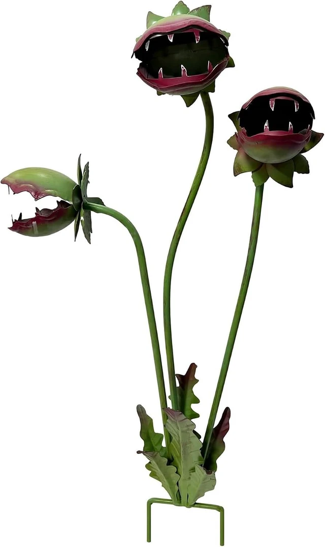 Main image of 2 Pcs 25 Inch Whimsical Metal Carnivorous Plant Garden Stakes