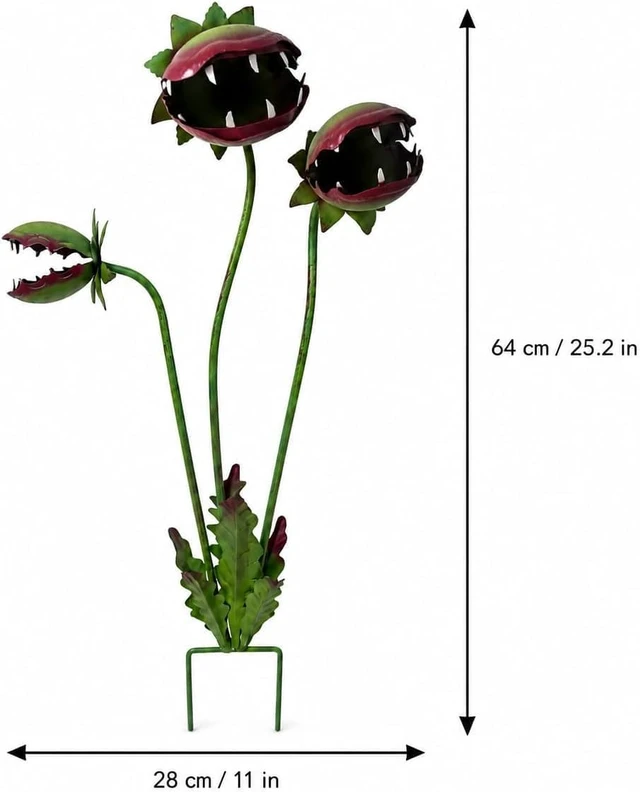 Alt view image 2 of 7 - 2 Pcs 25 Inch Whimsical Metal Carnivorous Plant Garden Stakes