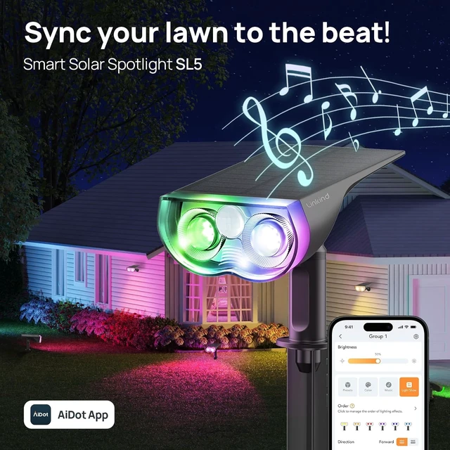 Alt view image 6 of 7 - Smart Solar Lights Outdoor SL5 with Motion Sensor, Halloween Decoration