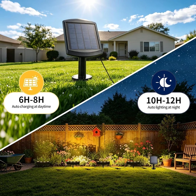 Alt view image 4 of 7 - Warm White Ring Solar Tree Lights Outdoor Landscape Uplights