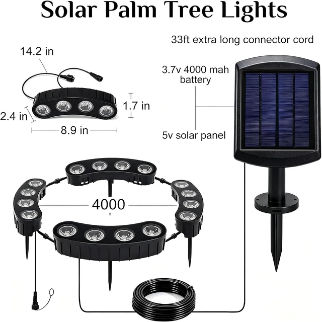 Alt view image 6 of 7 - Warm White Ring Solar Tree Lights Outdoor Landscape Uplights