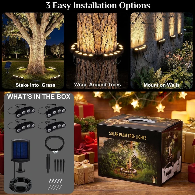 Alt view image 7 of 7 - Warm White Ring Solar Tree Lights Outdoor Landscape Uplights